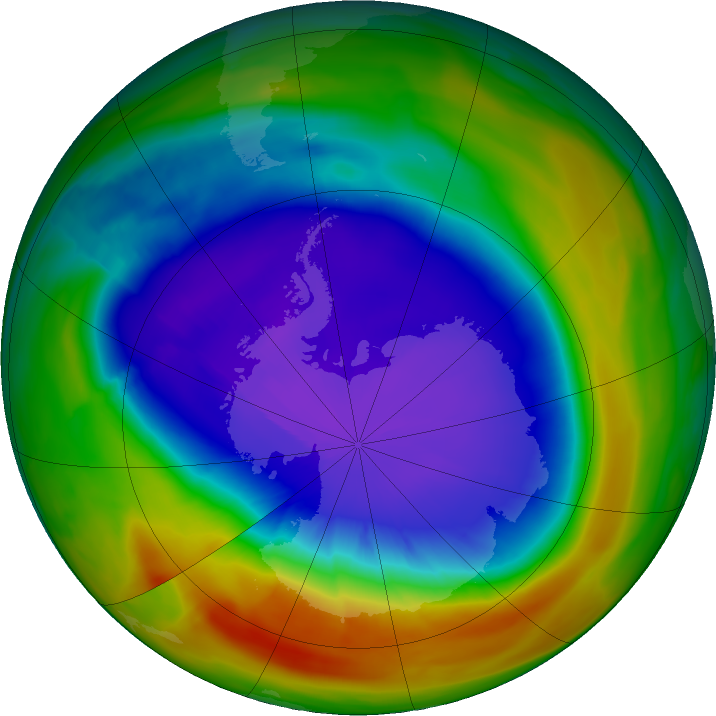 Antarctic ozone map for 28 September 2023